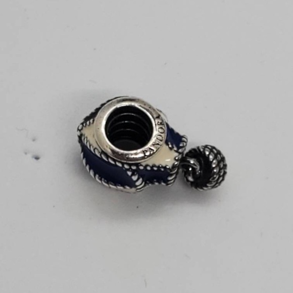 Authentic Pandora Blue and White Enamel Sterling Silver Hot Air Balloon Charm - Picture 3 of 7